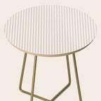 Classic Small Beige Burlap French Mattress Ticking Double Stripes Side Table Gallery Image 2