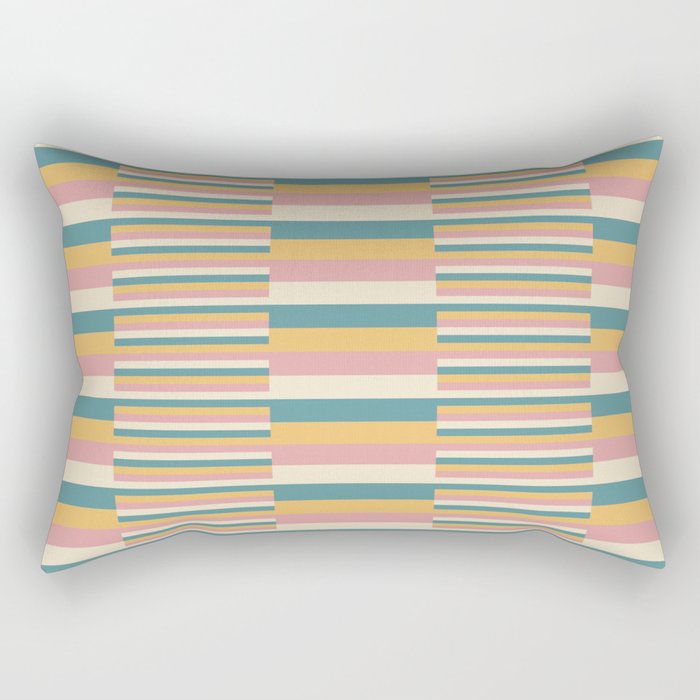 Mixed Stripes Pattern X Retro Summer Rectangular Pillow Gallery Image 2