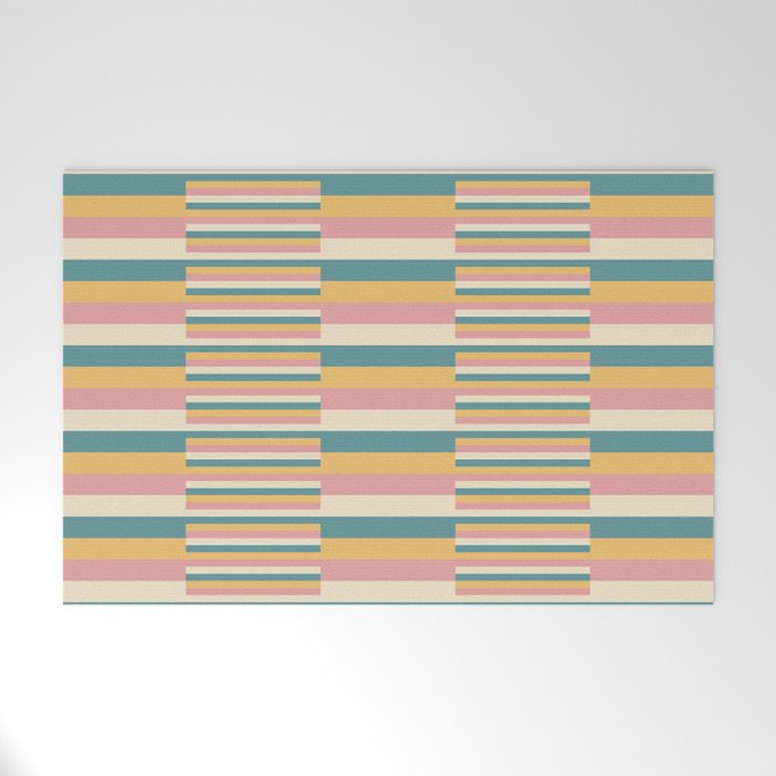 Mixed Stripes Pattern X Retro Summer Welcome Mat Gallery Image 1