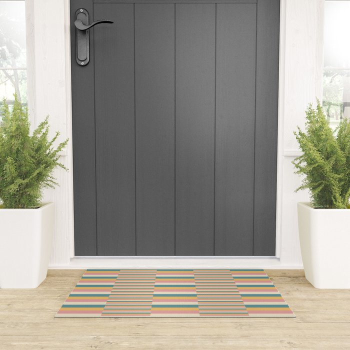 Mixed Stripes Pattern X Retro Summer Welcome Mat Gallery Image 3