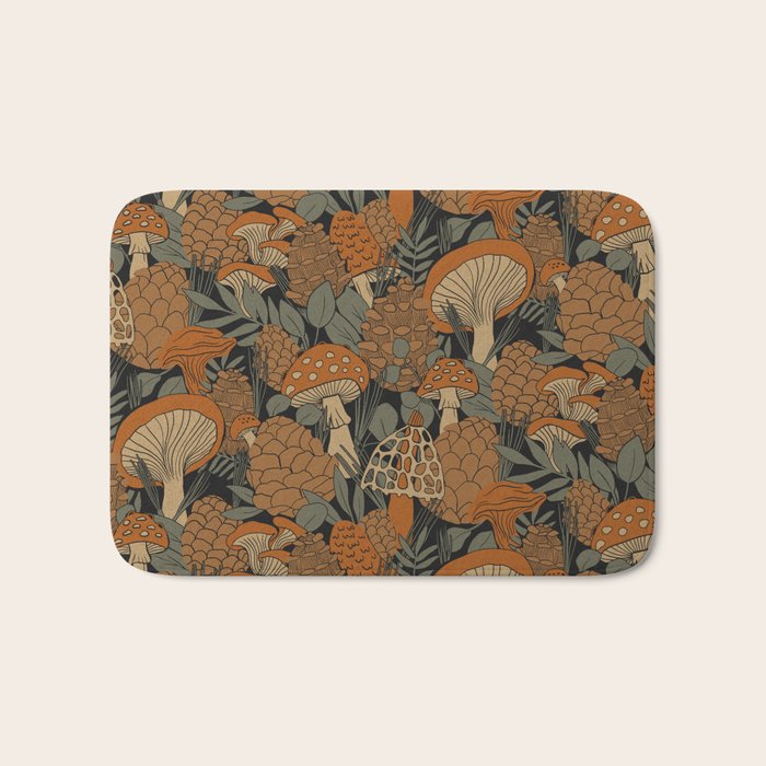 Autumn Mushrooms and Pinecones Bath Mat Gallery Image 1