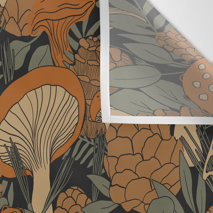 Autumn Mushrooms and Pinecones Wall Tapestry Gallery Image 3