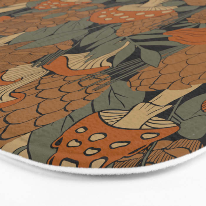 Autumn Mushrooms and Pinecones Bath Mat Gallery Image 3