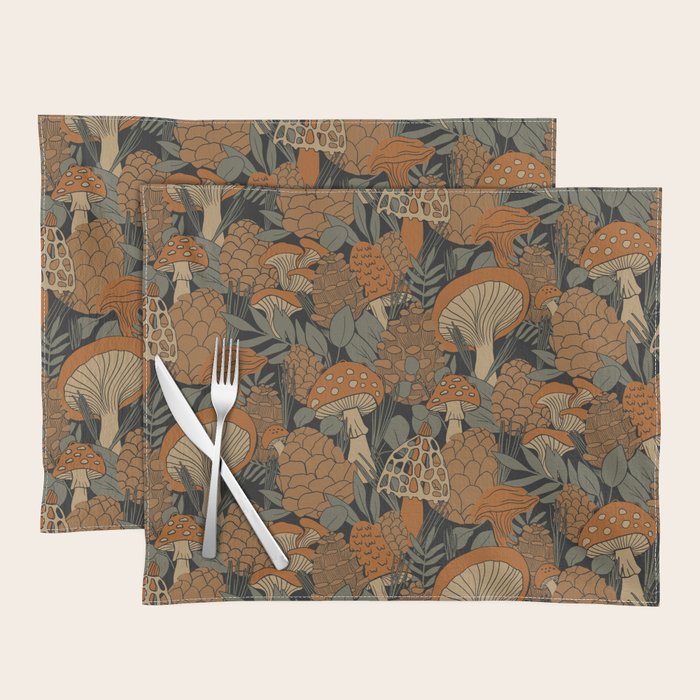 Autumn Mushrooms and Pinecones Placemat Gallery Image 1