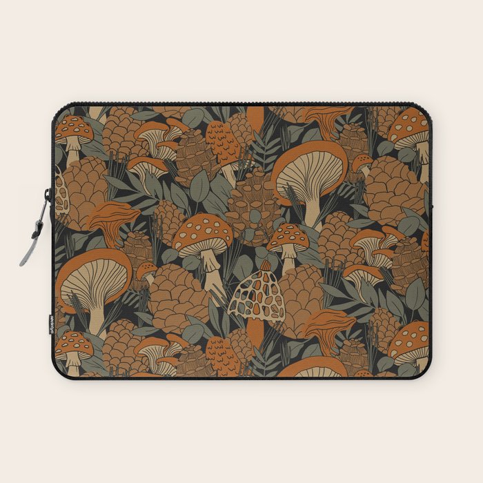 Autumn Mushrooms and Pinecones Laptop Sleeve Gallery Image 1