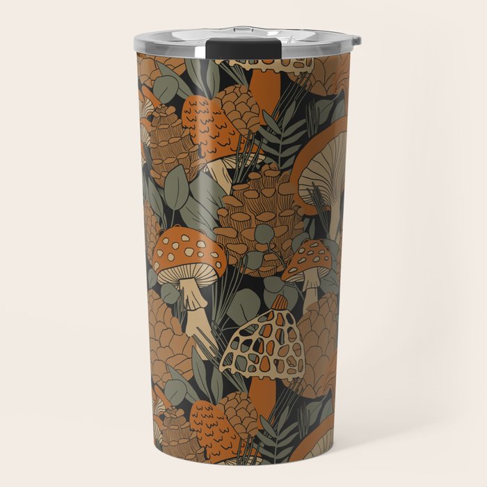 Autumn Mushrooms and Pinecones Travel Mug Gallery Image 1