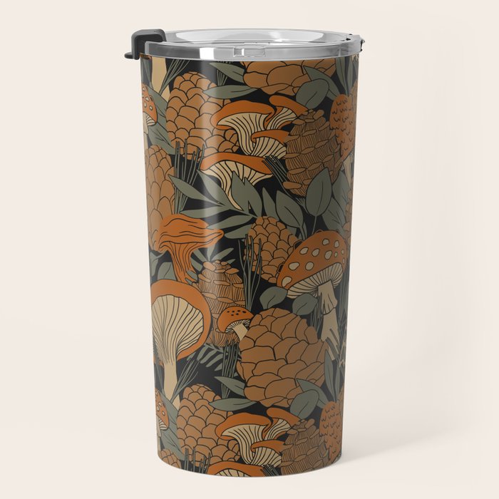 Autumn Mushrooms and Pinecones Travel Mug Gallery Image 3