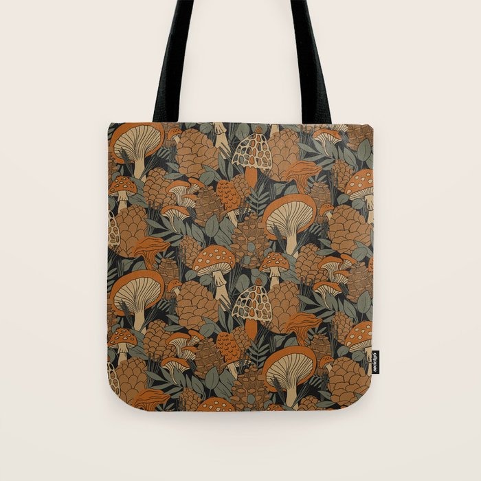 Autumn Mushrooms and Pinecones Tote Bag Gallery Image 1