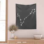Pisces Zodiac Star Constellation Line Art Grey Wall Tapestry Gallery Image 2
