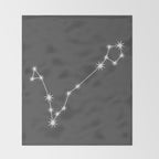 Pisces Zodiac Star Constellation Line Art Grey Throw Blanket Gallery Image 2