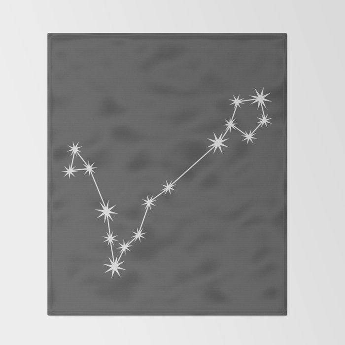 Pisces Zodiac Star Constellation Line Art Grey Throw Blanket Gallery Image 2