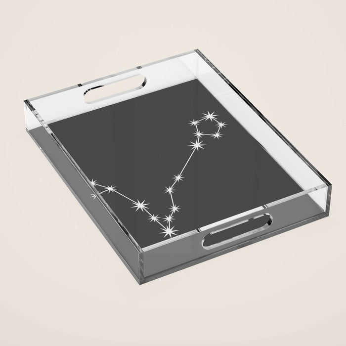Pisces Zodiac Star Constellation Line Art Grey Acrylic Tray Gallery Image 1