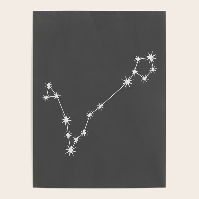 Pisces Zodiac Star Constellation Line Art Grey Poster Gallery Image 4