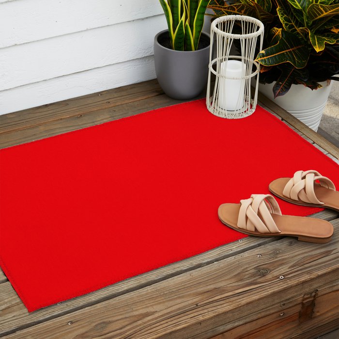 NOW BRIGHT RED SOLID COLOR Outdoor Rug Gallery Image 2
