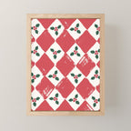 Checkered Christmas Holly Mini Art Print Gallery Image 1