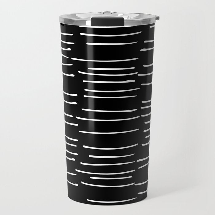 Abstract Stripes on Black Travel Mug Gallery Image 1