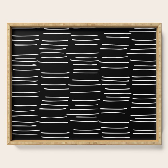 Abstract Stripes on Black Serving Tray Gallery Image 1