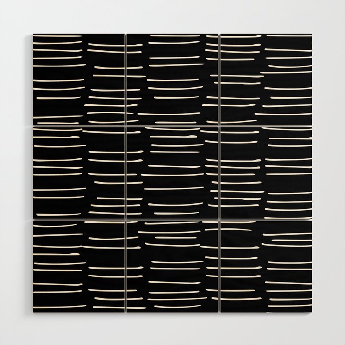 Abstract Stripes on Black Wood Wall Art Gallery Image 1