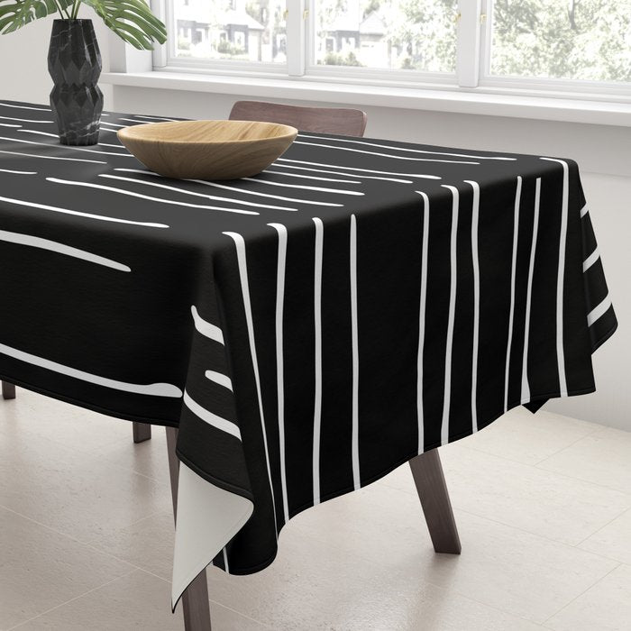 Abstract Stripes on Black Tablecloth Gallery Image 3