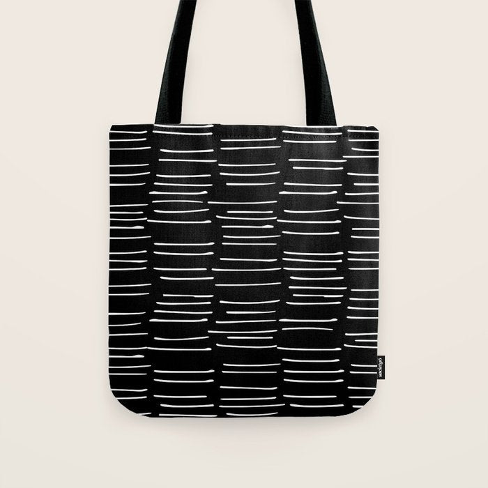 Abstract Stripes on Black Tote Bag Gallery Image 1