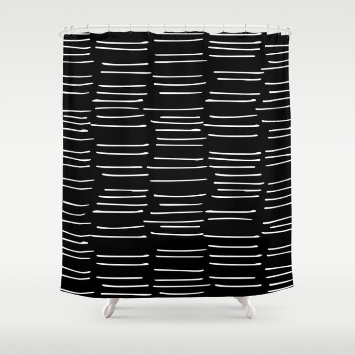 Abstract Stripes on Black Shower Curtain Gallery Image 1