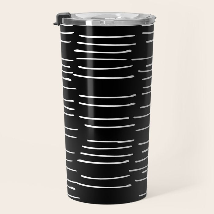 Abstract Stripes on Black Travel Mug Gallery Image 3