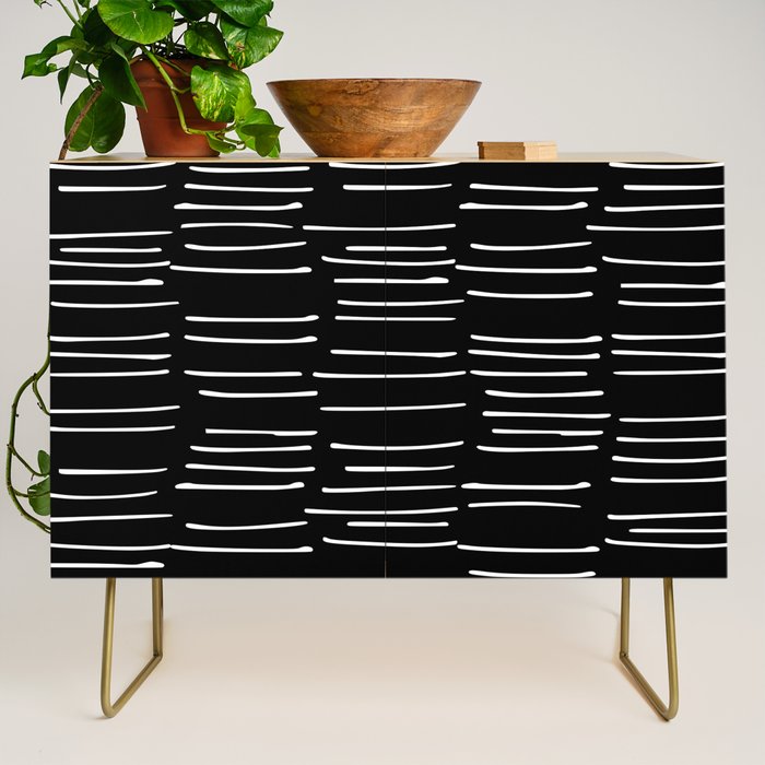 Abstract Stripes on Black Credenza Gallery Image 1