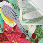 Winter birds tits and Christmas flowers Wall Tapestry Gallery Image 3