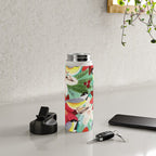 Winter birds tits and Christmas flowers Water Bottle Gallery Image 4