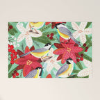 Winter birds tits and Christmas flowers Welcome Mat Gallery Image 1