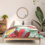 Winter birds tits and Christmas flowers Comforter Gallery Image 3