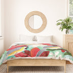 Winter birds tits and Christmas flowers Duvet Cover Gallery Image 3