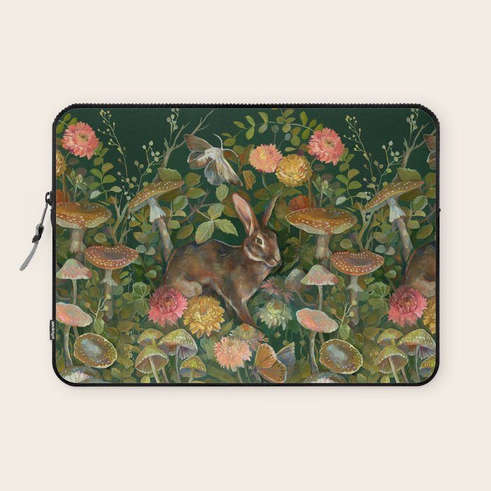 Zinnia Mushroom Garden Laptop Sleeve Gallery Image 1