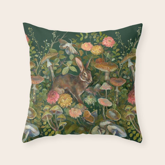 Zinnia Mushroom Garden Throw Pillow Gallery Image 6