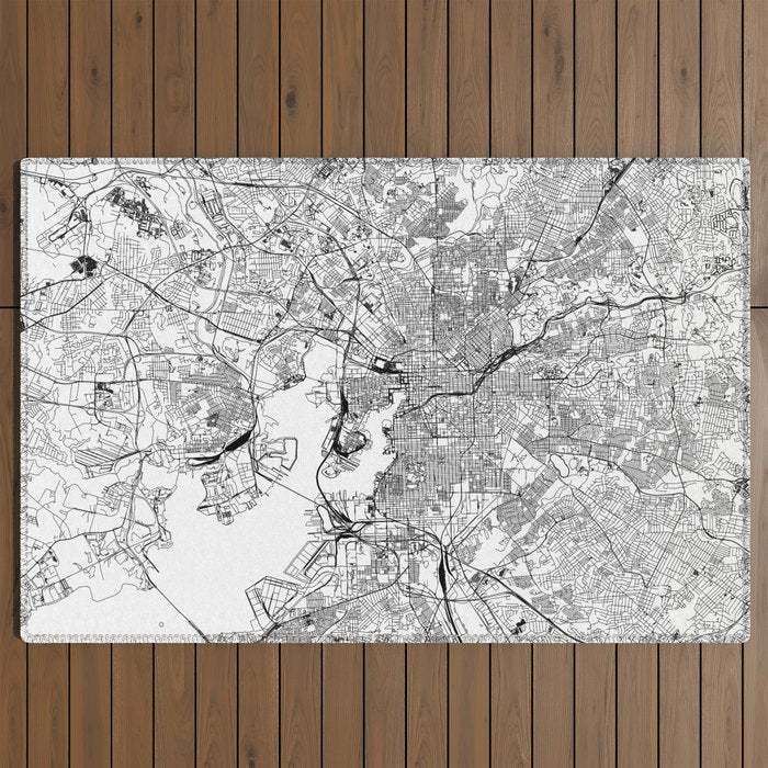 Baltimore White Map Outdoor Rug Gallery Image 2