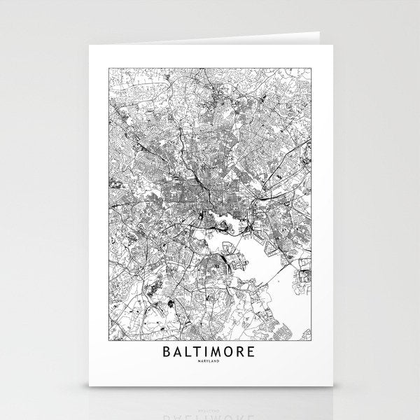Baltimore White Map Stationery Card Gallery Image 2