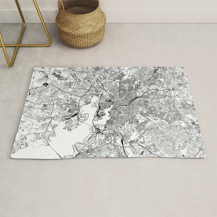 Baltimore White Map Rug Gallery Image 1
