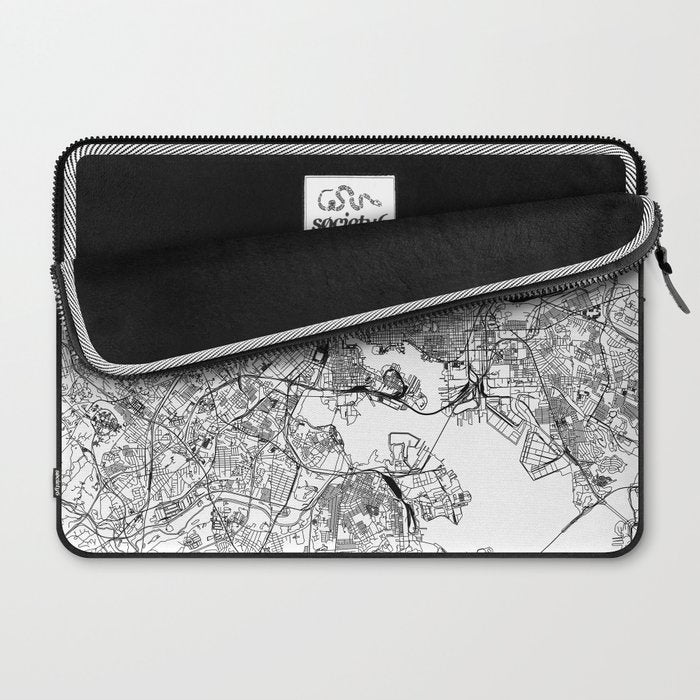 Baltimore White Map Laptop Sleeve Gallery Image 2