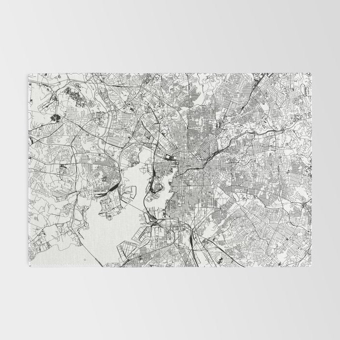 Baltimore White Map Rug Gallery Image 2