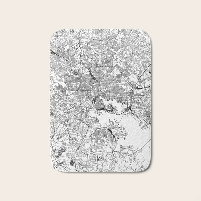 Baltimore White Map Bath Mat Gallery Image 1