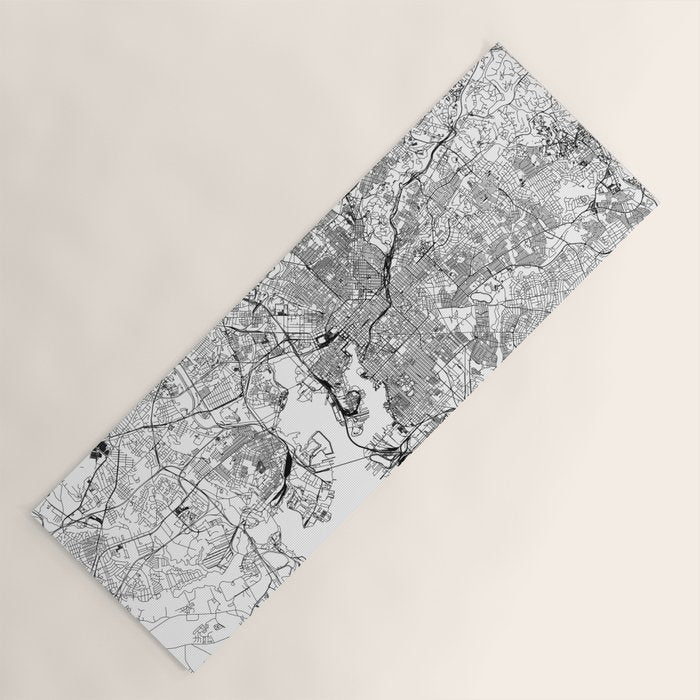 Baltimore White Map Yoga Mat Gallery Image 1
