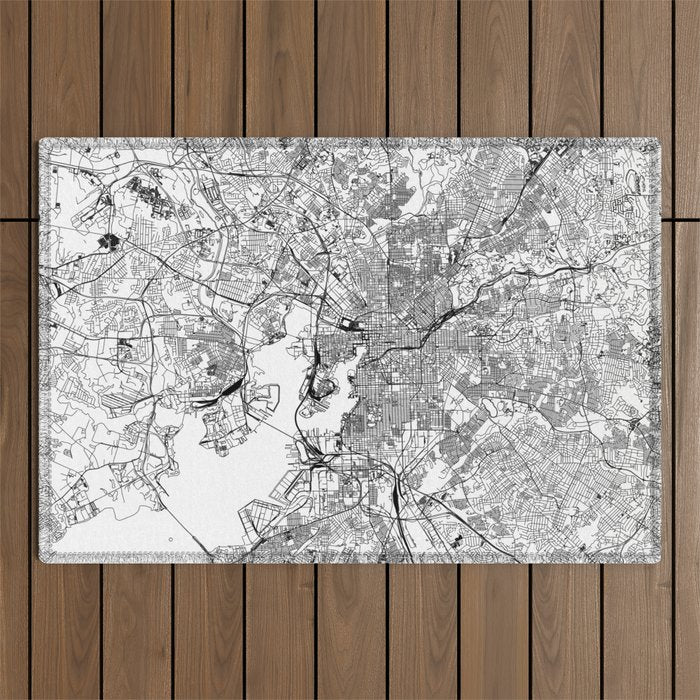Baltimore White Map Outdoor Rug Gallery Image 1