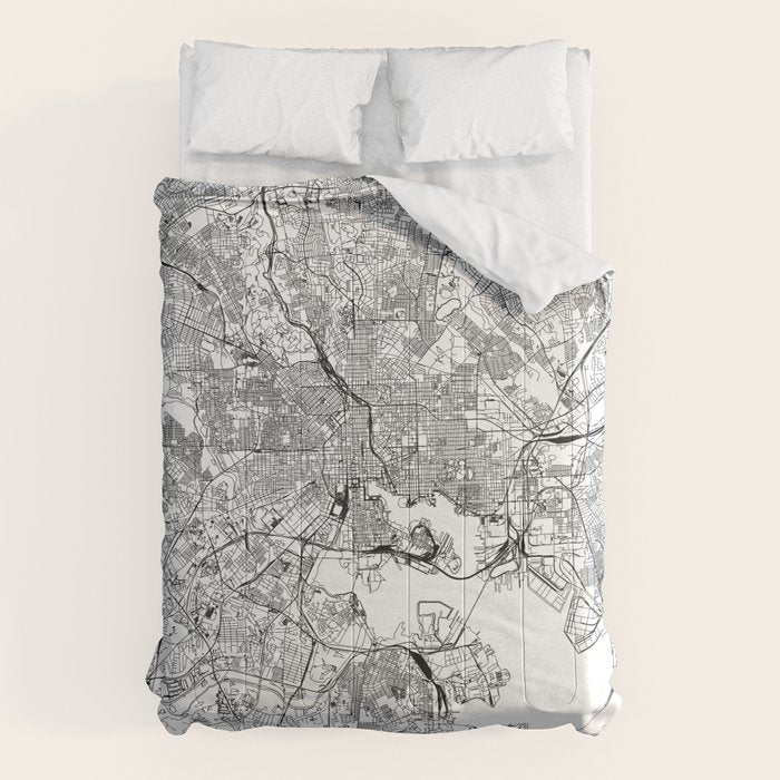 Baltimore White Map Comforter Gallery Image 6