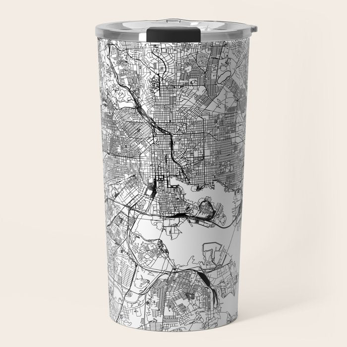 Baltimore White Map Travel Mug Gallery Image 1