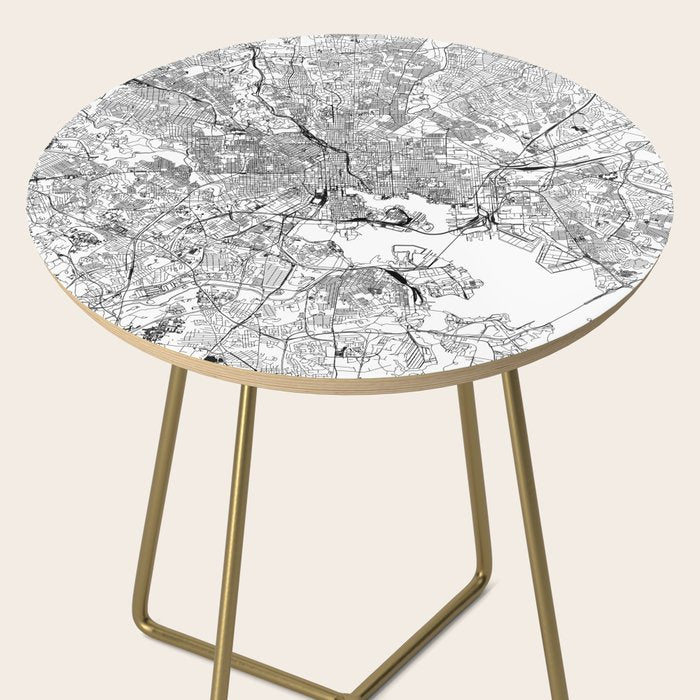 Baltimore White Map Side Table Gallery Image 2