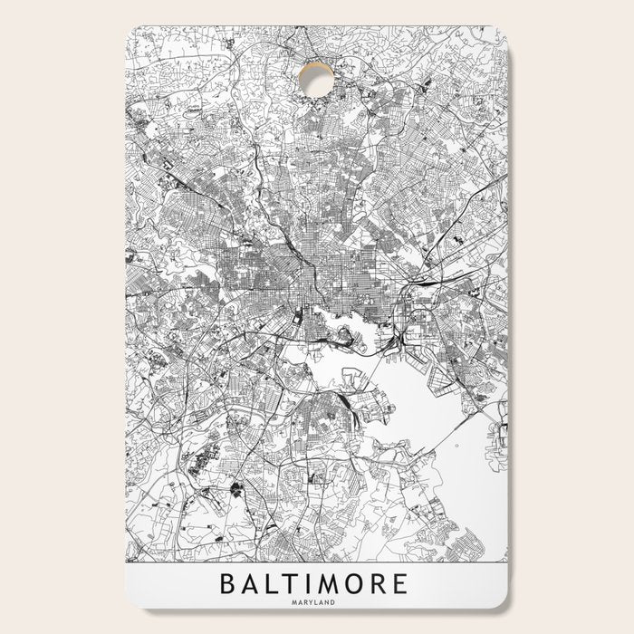 Baltimore White Map Cutting Board Gallery Image 1