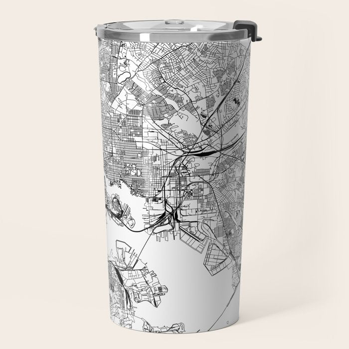 Baltimore White Map Travel Mug Gallery Image 2