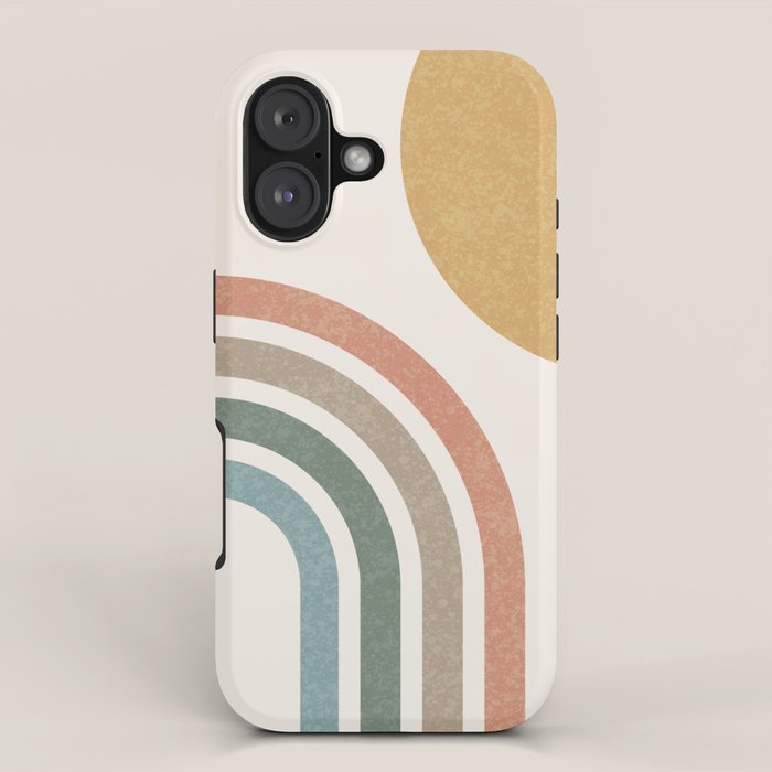 Mid Century Colorful Sun and Rainbow iPhone Case Gallery Image 1