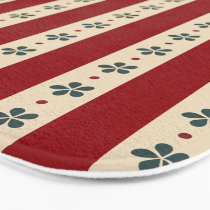 Red Stripes And Flowers Bath Mat Gallery Image 3