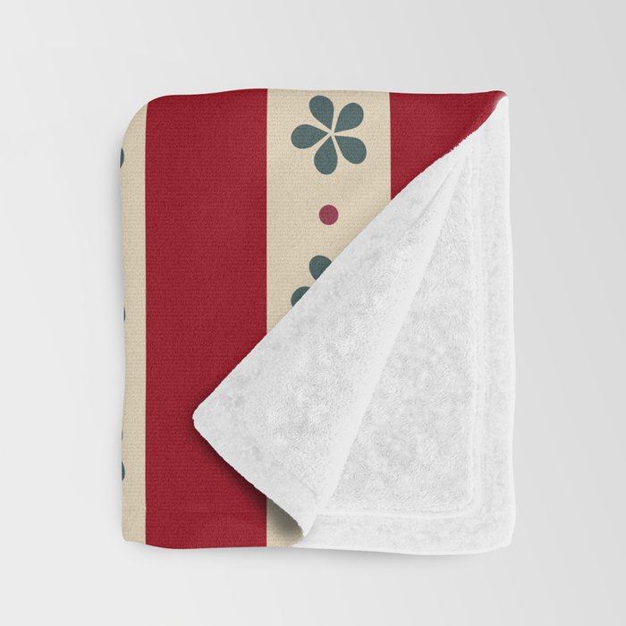 Red Stripes And Flowers Throw Blanket Gallery Image 3